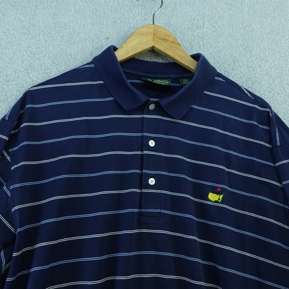 Vintage Masters Collection Mens XL Golf Polo Shirt Blue Striped Golfer Golfing - Picture 1 of 6